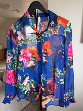 Lovemarks Floral Sheer Blue Blouse
